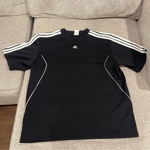 Vintage 2000s Adidas Training Tee Black White 3 Stripes ClimaCool AUZ001 Y2K